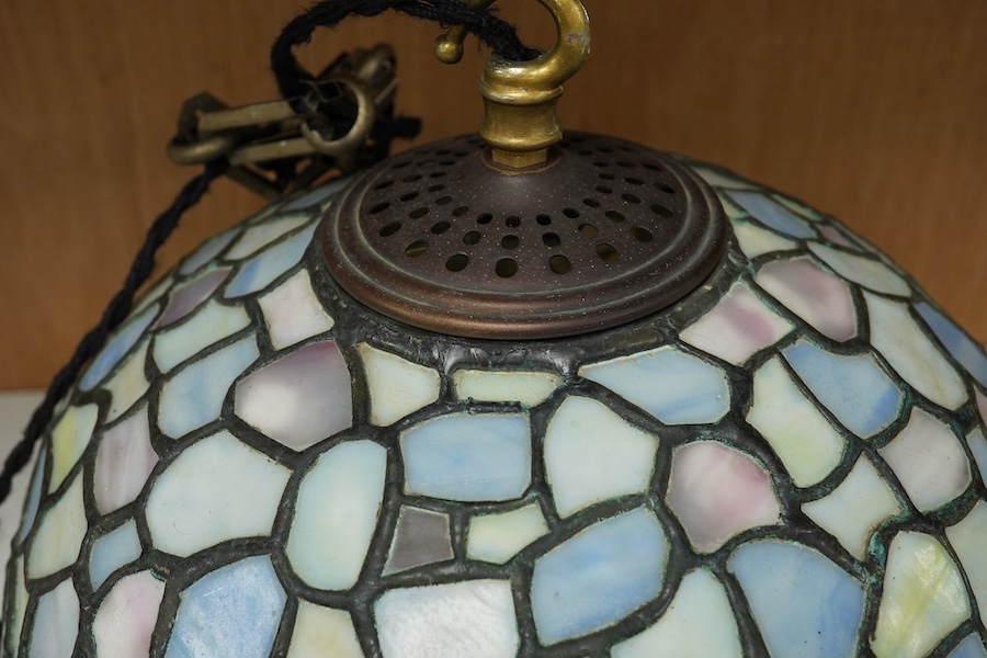 A 20th century Tiffany style pastel glass ceiling lamp, 24cm high